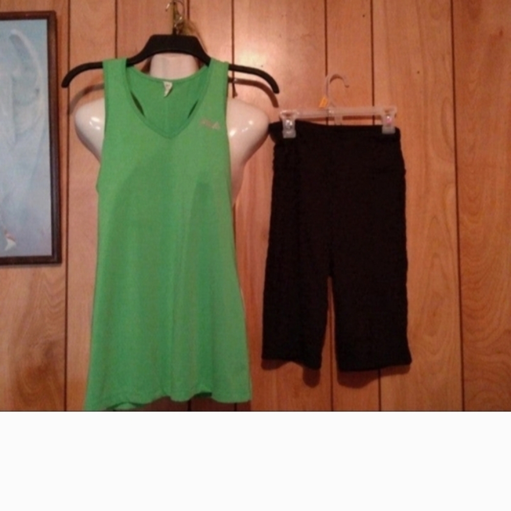 Fila Neon Green Racerback Tank with  #Free Shorts